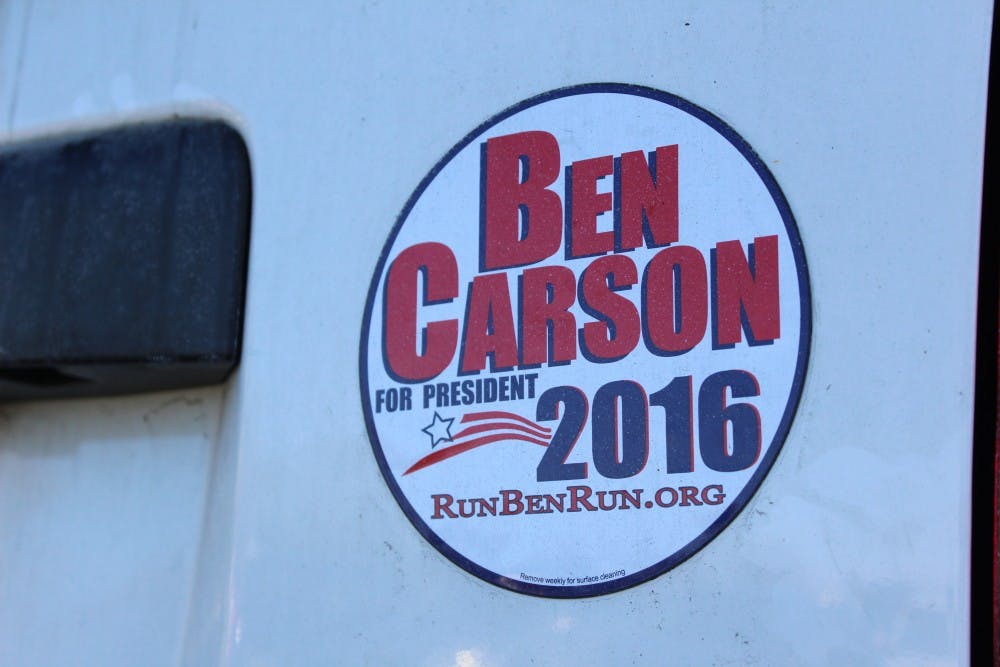 <p>Ben Carson&nbsp;bumper sticker found on Otterbein campus.</p>