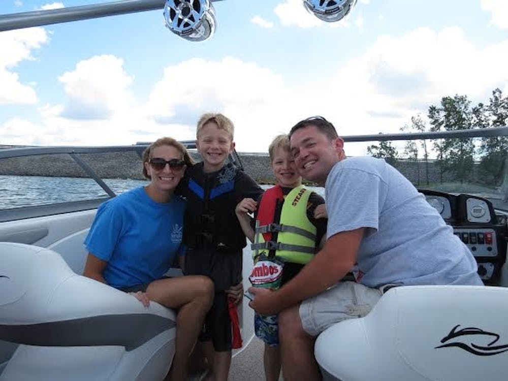 	<p>Brechbill enjoying a day on his boat with his family.</p>