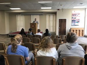 Jeremy Paul speaking at a meet the candidate forum