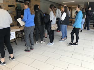 Students waiting in line to register 