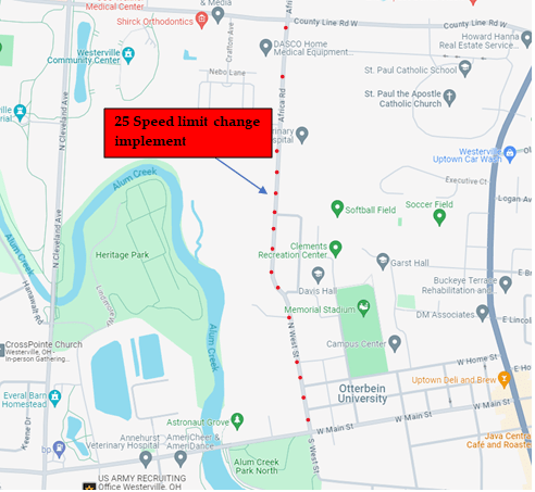 Map of N. West Street