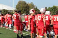 Otterbein football team during Homecoming game
