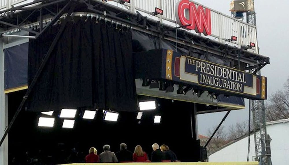 	<p>The set of <span class="caps">CNN</span> as they covered the Inauguration.</p>