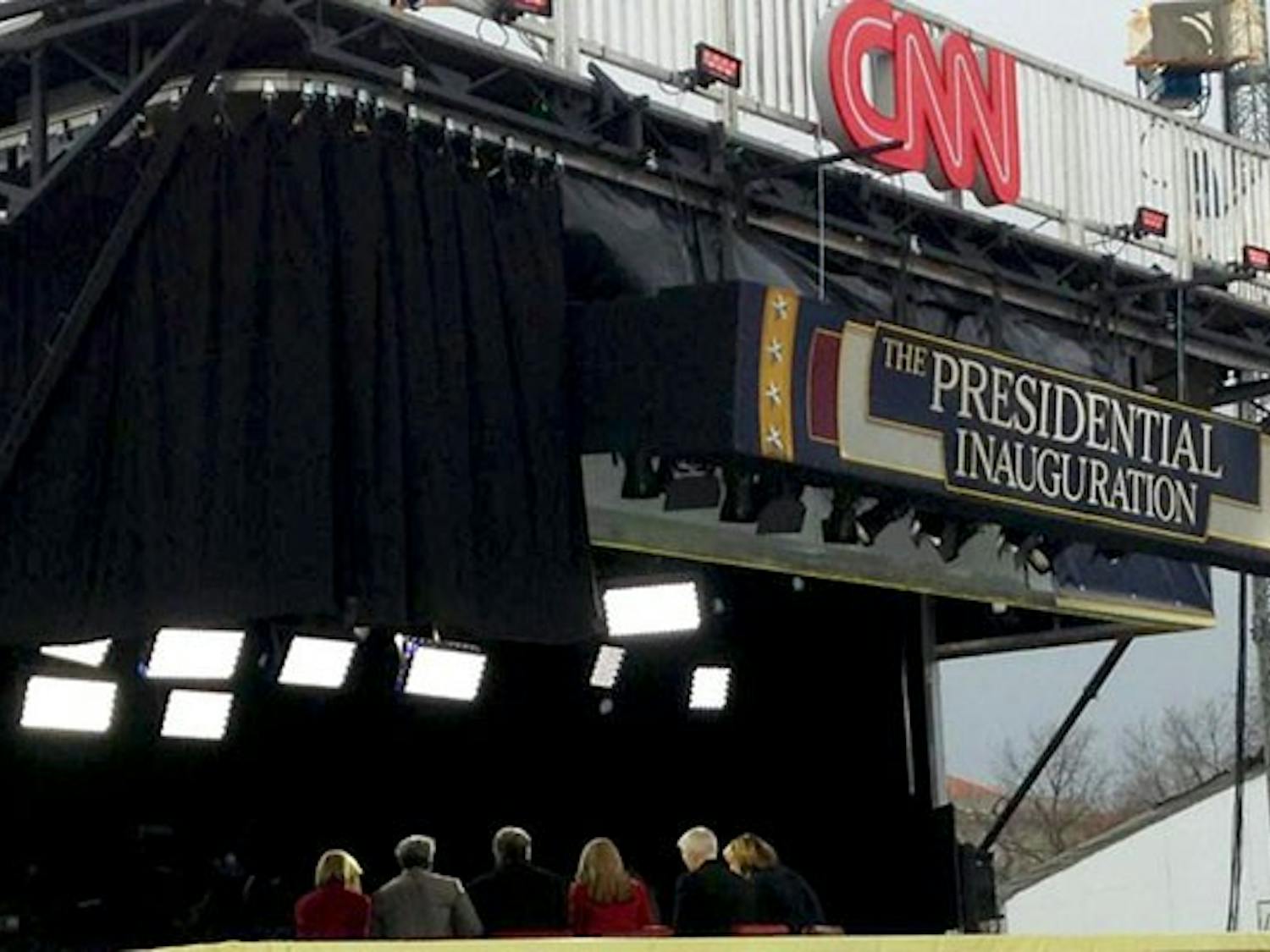 	The set of CNN as they covered the Inauguration.