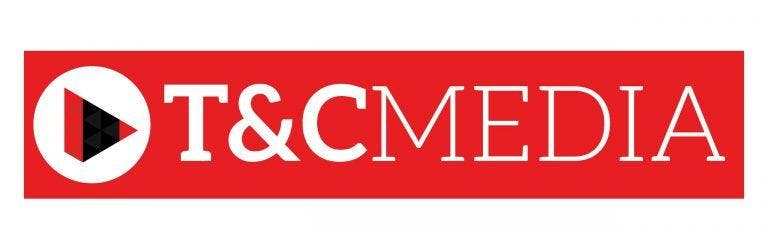 T&C Media Logo with a red background and white text