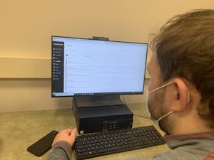 Otterbein student working on Blackboard