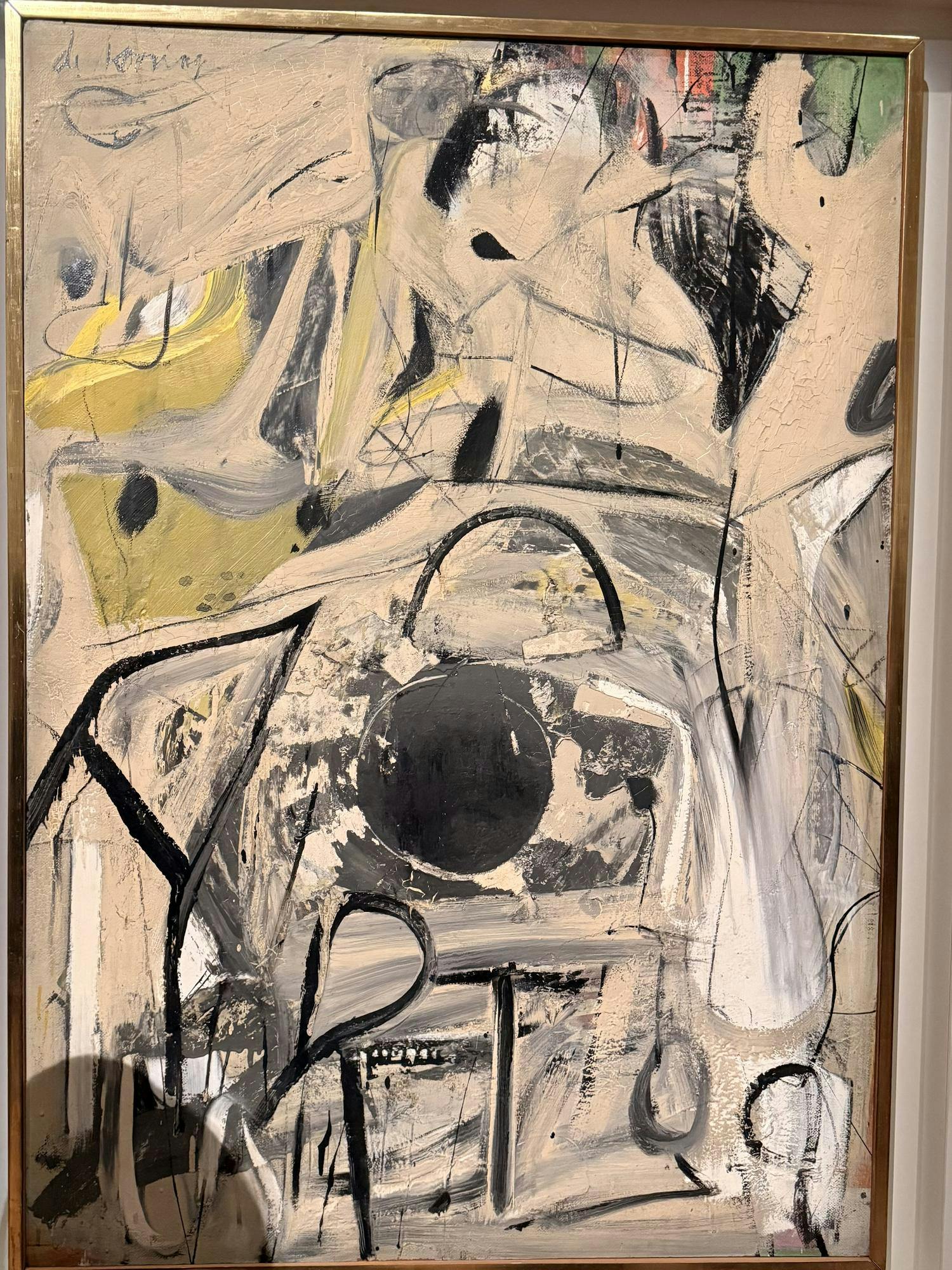 A black and white abstract painting.