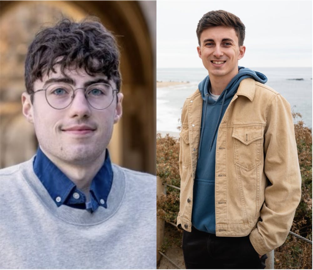 Two men in two separate photos face the camera. The photo of the man on the left is a profile shot, the photo of the man on the right shows the torso and up.