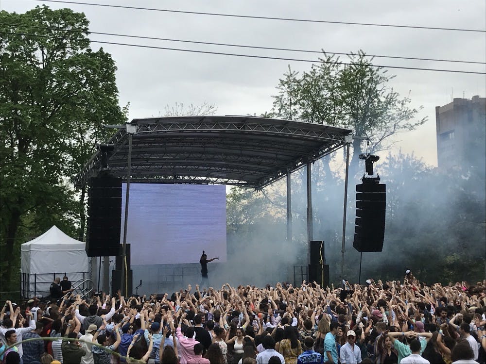 Vince Staples performs at spring Lawnparties 2018