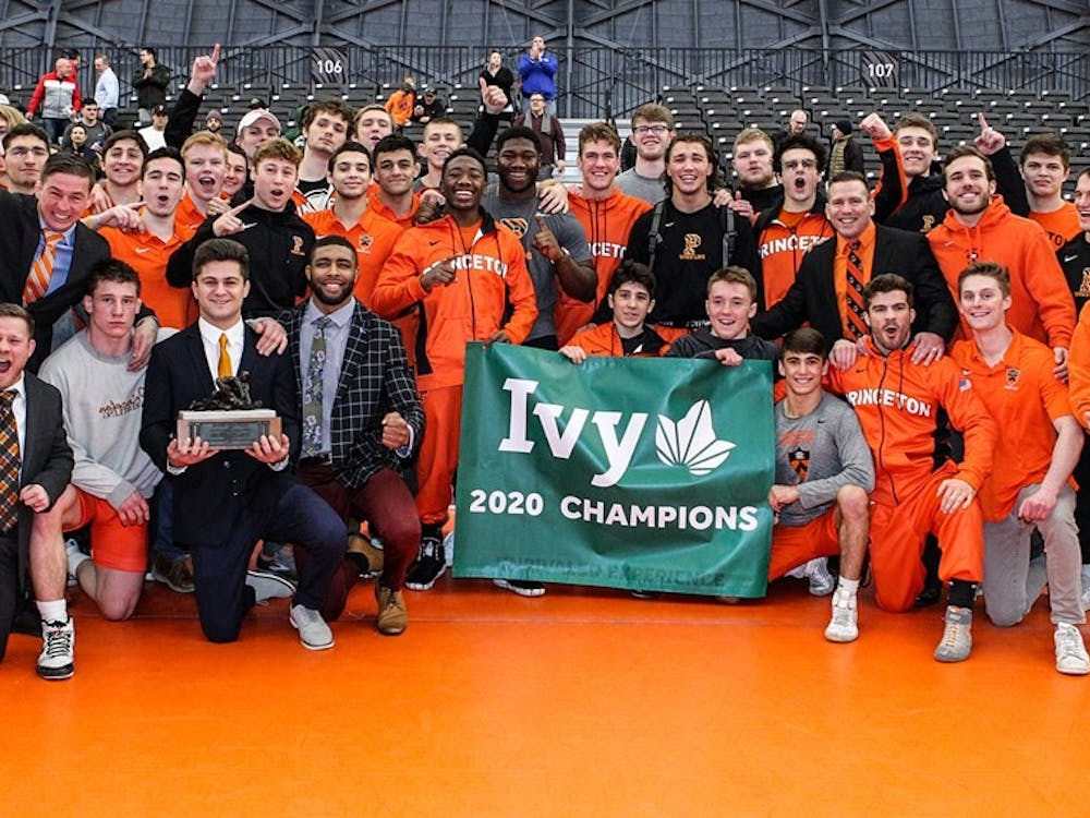 Princeton wrestling, with its first Ivy League trophy since 1986.
Photo credit: Beverly Schaefer, GoPrincetonTigers.
