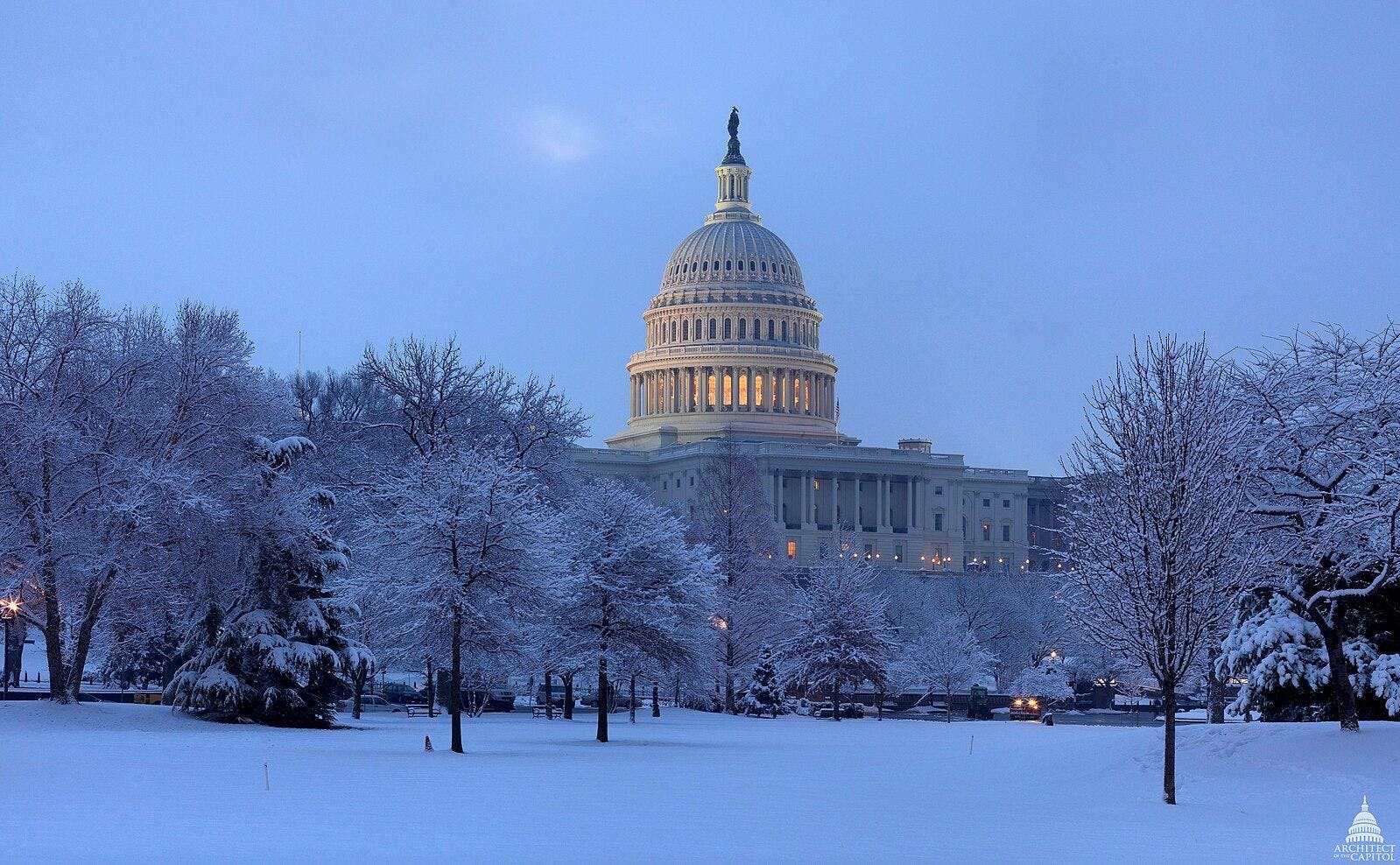 Image of the U.S. Capitol covered in snow