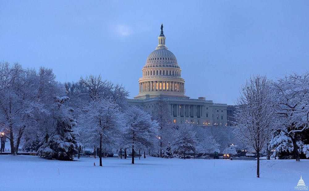 Image of the U.S. Capitol covered in snow