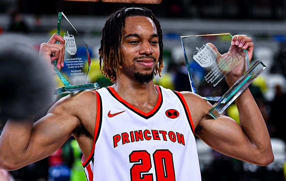 <h5>Senior forward Tosan Evbuomwan averaged 13.5 points per game in the tournament.</h5>
<h6>Courtesy of <a href="https://twitter.com/PrincetonMBB/status/1596607269936021509/photo/1" target="_self">@PrincetonMBB/Twitter.</a></h6>