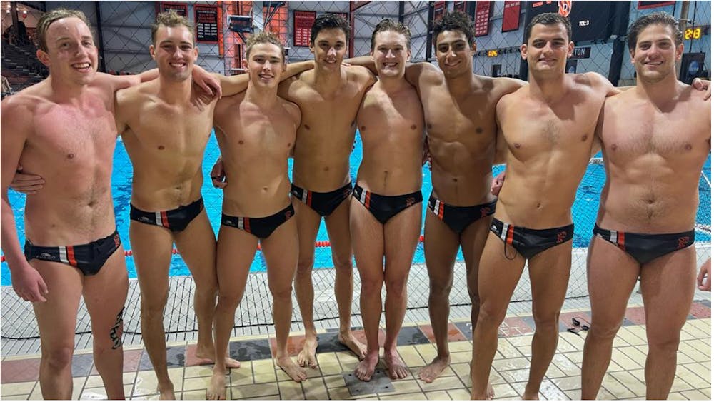<h5>Men’s water polo’s eight seniors following their senior day sweep.</h5>
<h6>Courtesy of <a href="https://goprincetontigers.com/news/2022/10/29/no-8-mens-water-polo-honors-seniors-with-saturday-sweep.aspx" target="_self">goprincetontigers.com</a>.</h6>