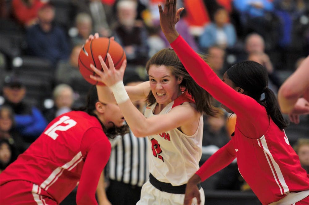 Maggie Connolly drives to the basket in Princeton's win over Cornell