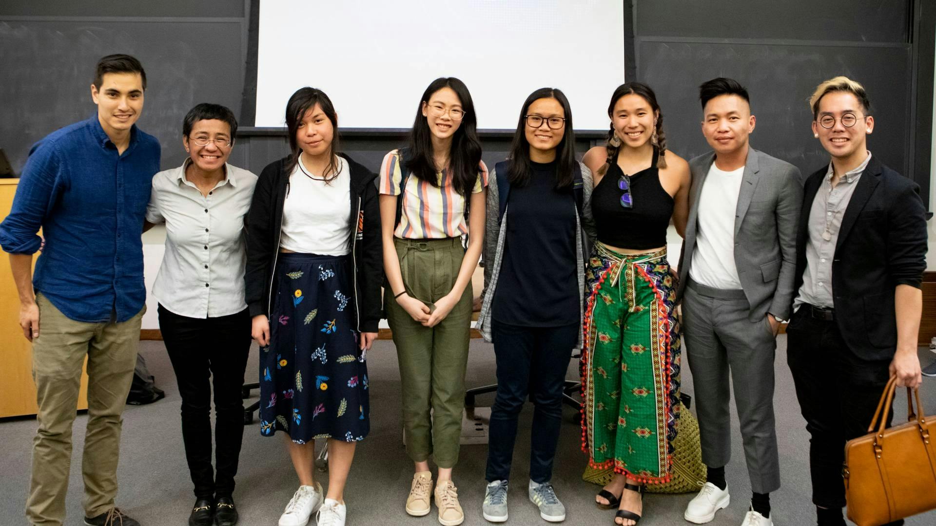 Maria Ressa with members of the Princeton Filipino community after her talk at Robertson Hall, 9 April 2019.