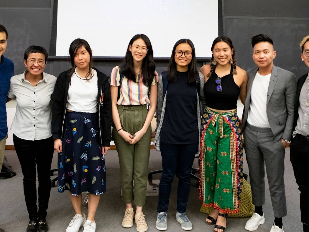 Maria Ressa with members of the Princeton Filipino community after her talk at Robertson Hall, 9 April 2019.