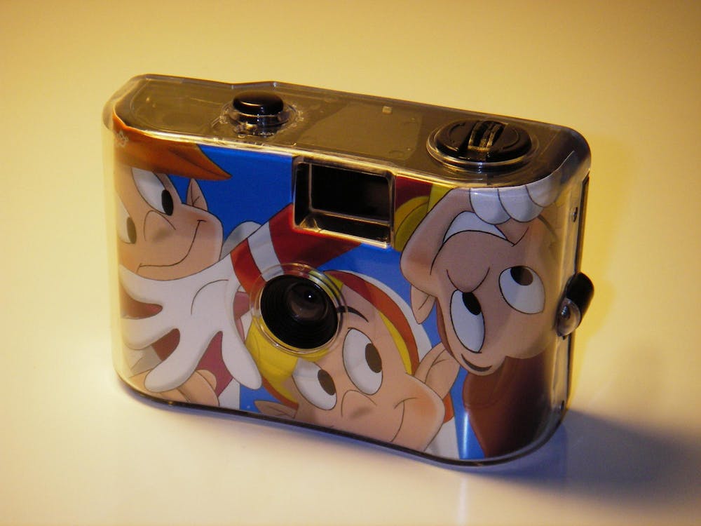 A camera with Snap, Crackle & Pop on it.