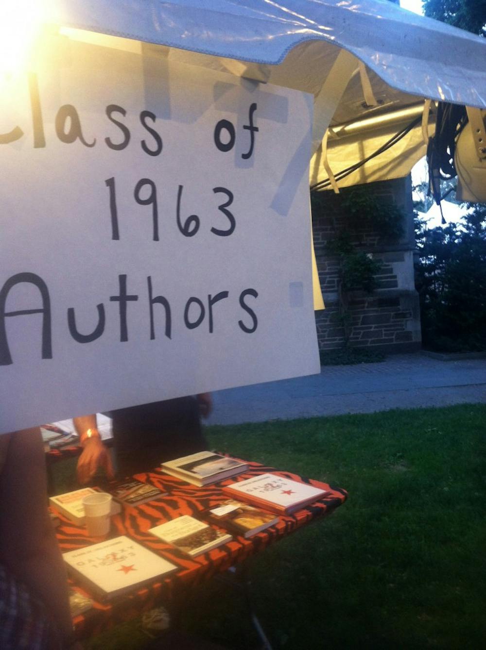  The Class of 1963, here celebrating their 50th reunion, had at their site a table dedicated to the books written by their members.