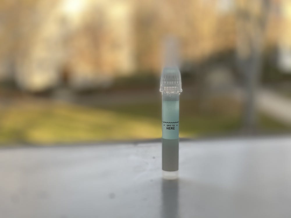<h5>A COVID-19 saliva test taken on campus</h5>
<h6>Zachary Shevin / The Daily Princetonian</h6>
