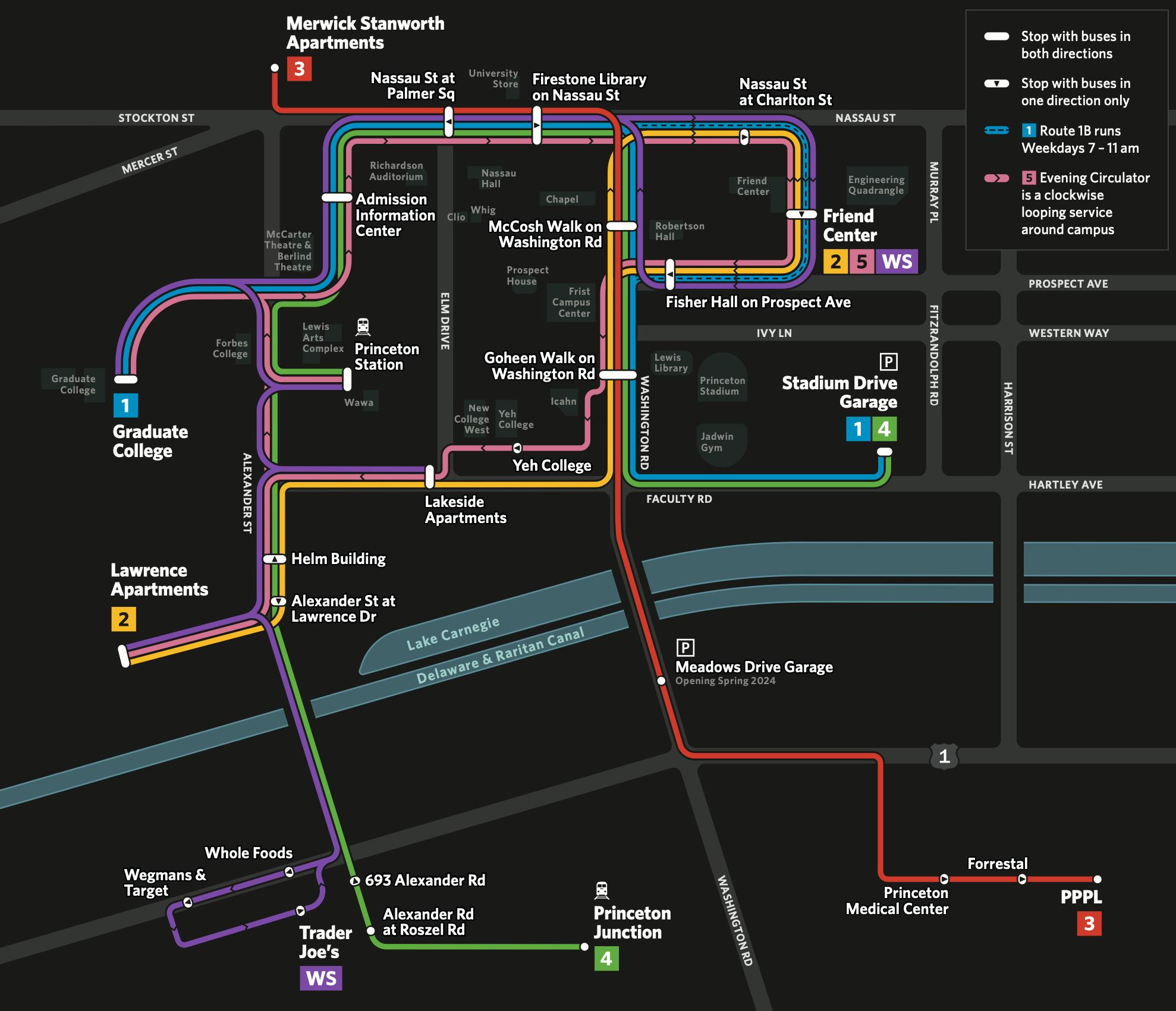A map of the routes for TigerTransit buses.