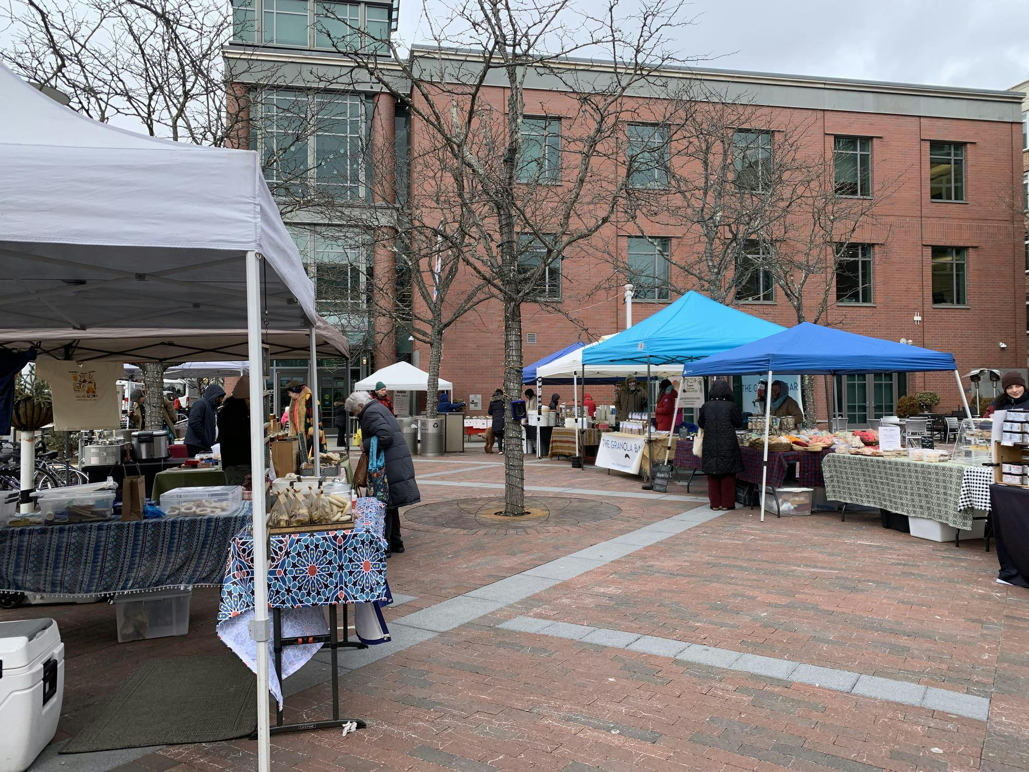 Vendors and their stalls of food and other goods are on-display in front of the Princeton Public Library. 