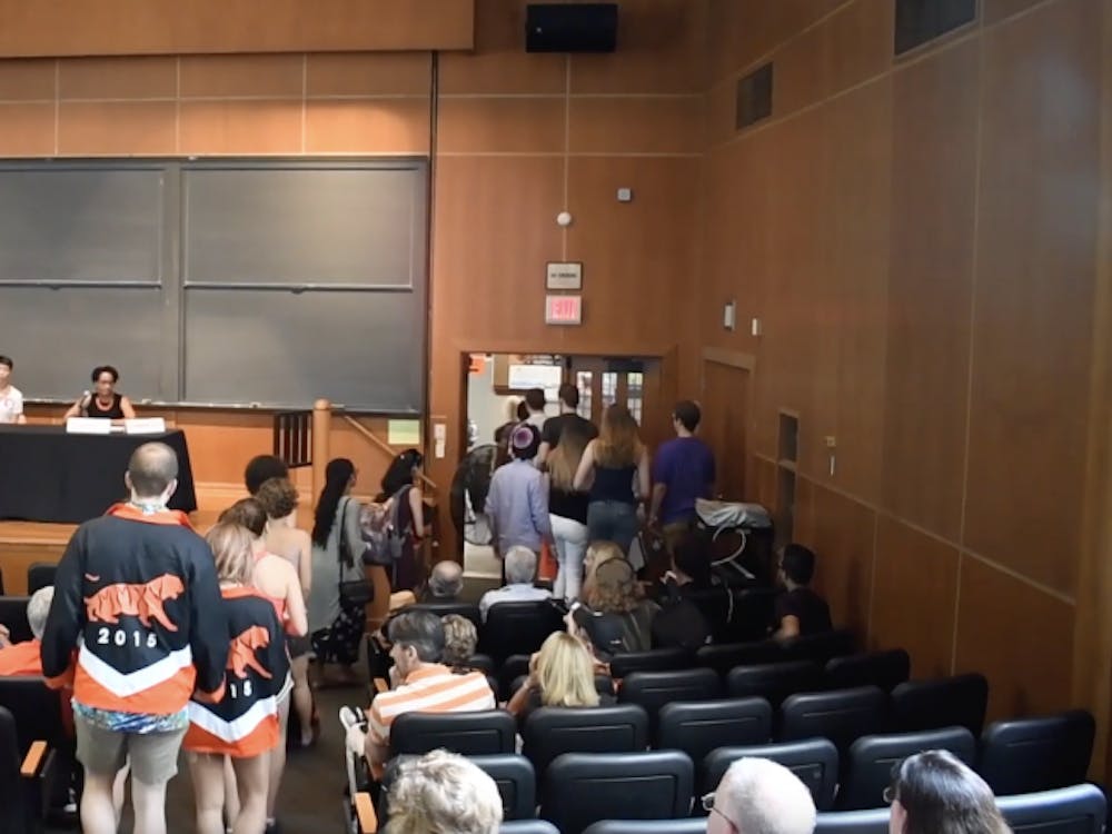 Students walking out of #MeToo panel