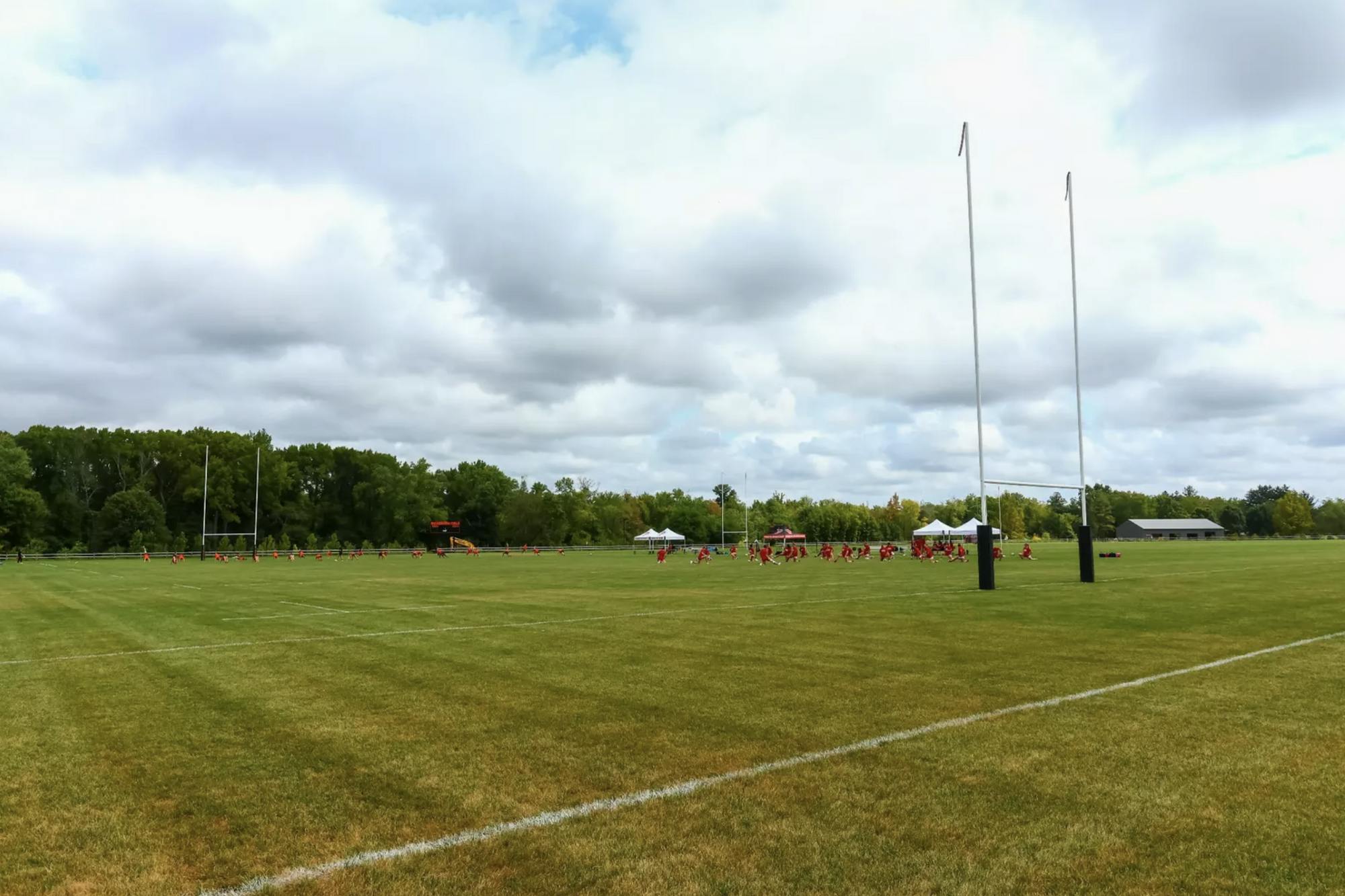 A picture of a green rugby field