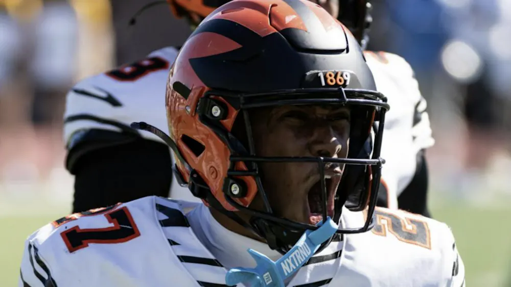 Princeton football player screaming with joy