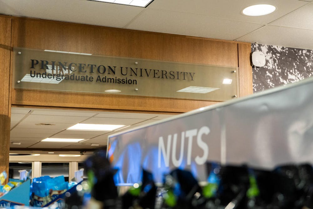 A sign stating “Princeton University,” with “Undergraduate Admissions” written underneath