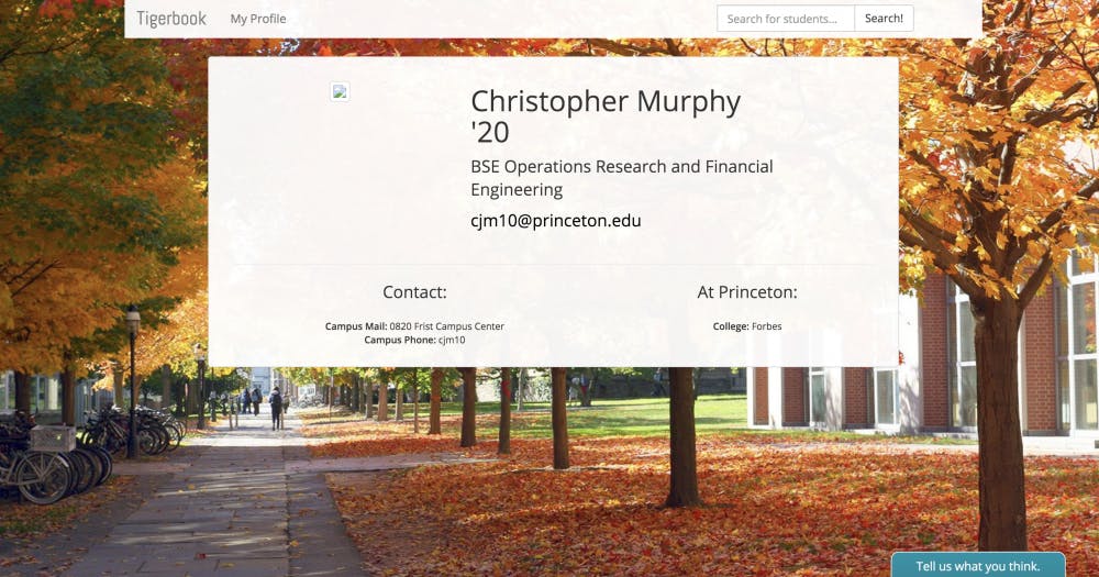 <p>The Tigerbook profile of the Daily Princetonian's Editor in Chief Chris Murphy ’20</p>
<h6>Photo credit: Screenshot from Tigerbook</h6>