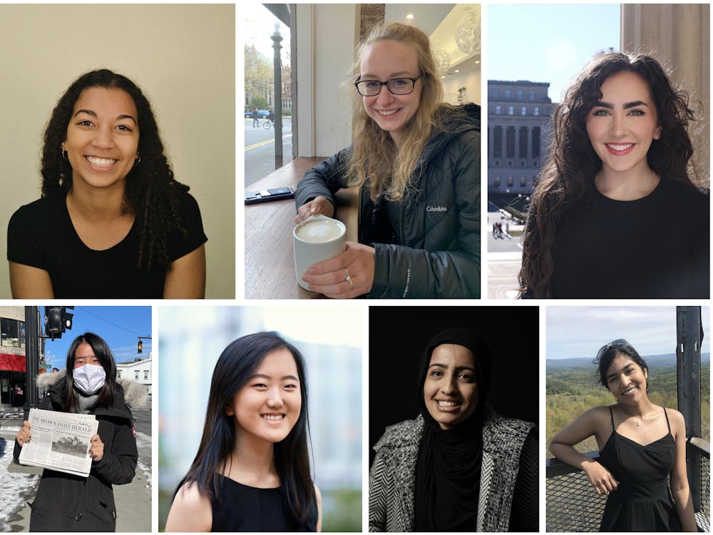 Top row, from left to right: Hadriana Lowenkron of The Daily Pennsylvanian, Emma Treadway of The Daily Princetonian, and Sarah Braka of The Columbia Daily Spectator. Bottom row, from left to right: Kayla Guo of The Brown Daily Herald, Amanda Y. Su of The Harvard Crimson, Maryam Zafar of The Cornell Daily Sun, and Rachel Pakianathan of The Dartmouth. The ‘Prince’ was unable to obtain a photo of Mackenzie Hawkins of The Yale Daily News.
Photos of Emma Treadway, Kayla Guo, Amanda Y. Su, Maryam Zakar, and Rachel Pakianathan courtesy of the subject. Photo of Sarah Braka courtesy of Beatrice Shlansky. Photo of Hadriana Lowenkron courtesy of Sophia Rothstein.