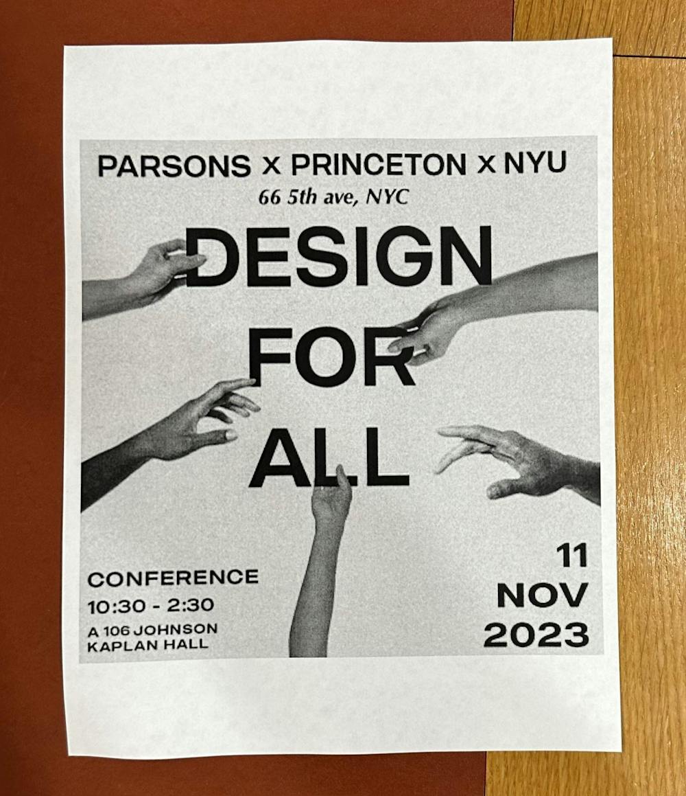 A poster for the Design For All conference held by the Fashion Institute of Princeton.