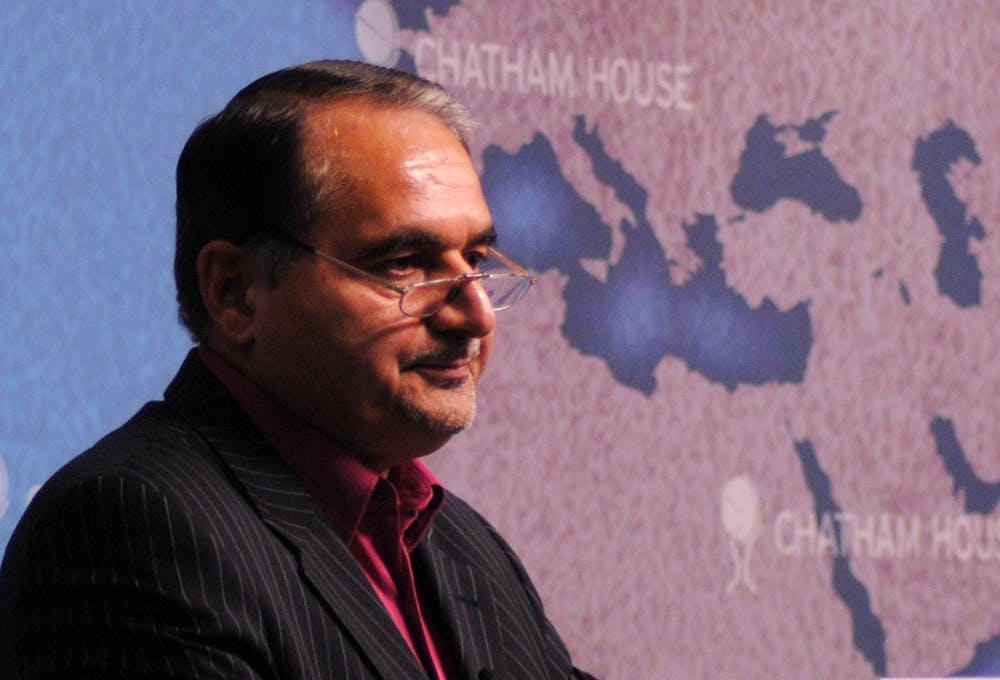 <h5>Dr. Seyed Hossein Mousavian speaks at Chatham House</h5>
<h6>Chatham House/<a href="https://commons.wikimedia.org/wiki/File:Dr_Seyed_Hossein_Mousavian,_Senior_Nuclear_Negotiator_for_Iran_%282003%E2%80%9305%29_%288444929366%29.jpg" target="_self">CC BY 2.0</a></h6>