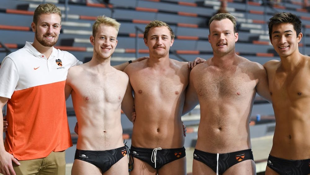 Caption: The Seniors of the men's water polo team.

Credit: GoPrincetonTigers