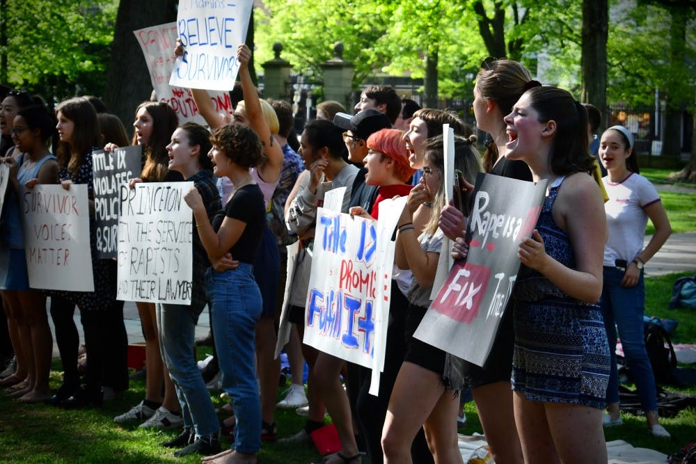 Title IX protestors shouting