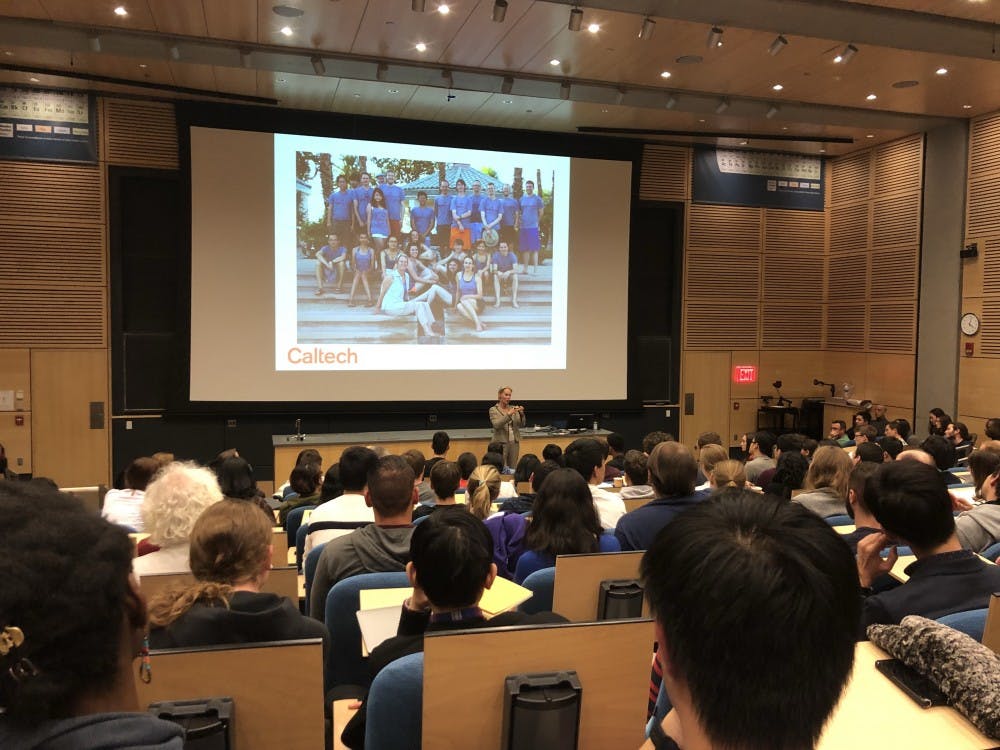 Frances Arnold ’79 speaks to packed crowd