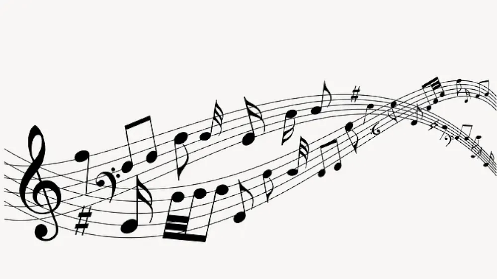 “Music notes background, black illustration” /CC0 1.0 Universal