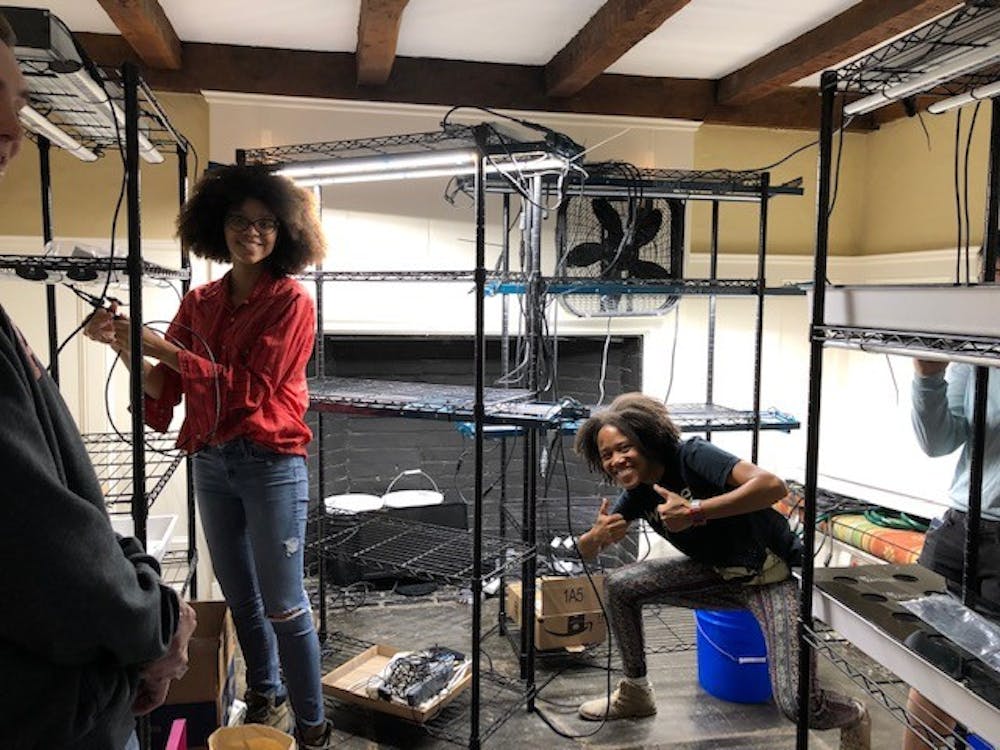 <p>Milan Eldridge ’20 and Olivia Foster ’20 at work on the farm on Nov. 24.</p>
<h6>Photo Credit: Katie Tam / The Daily Princetonian</h6>