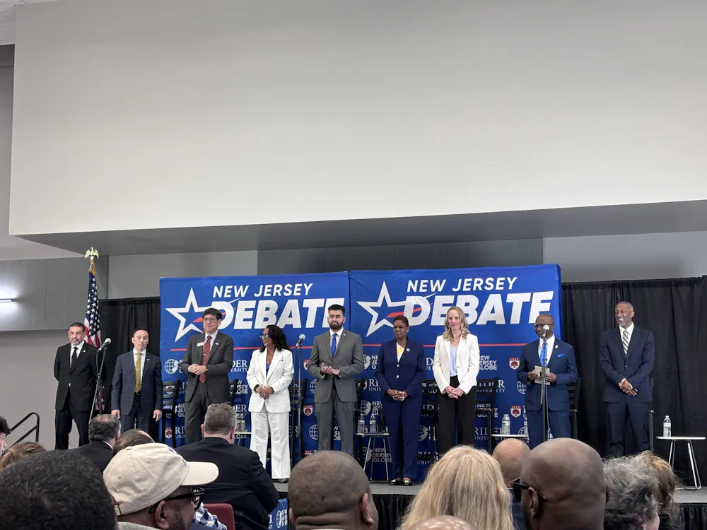 Nine of the 12 Democratic candidates running to represent New Jersey’s 12th congressional district at the debate held at Rider University.