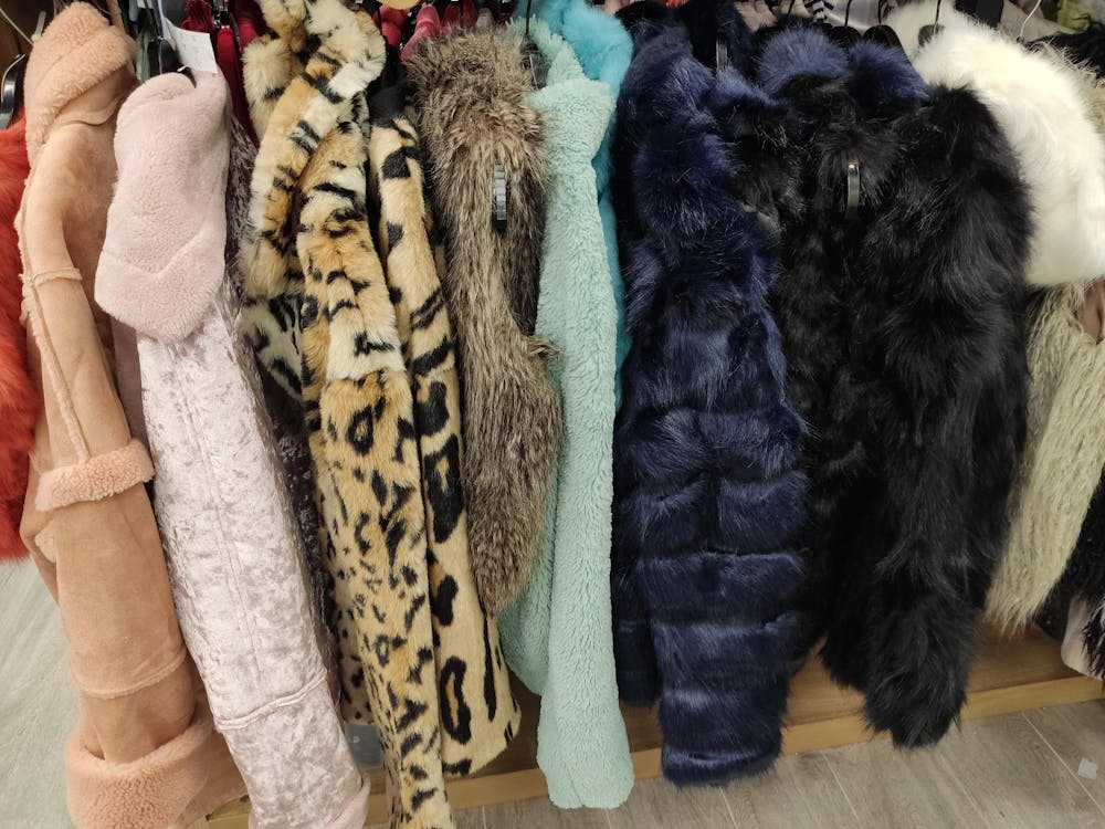 Fur coats on a rack