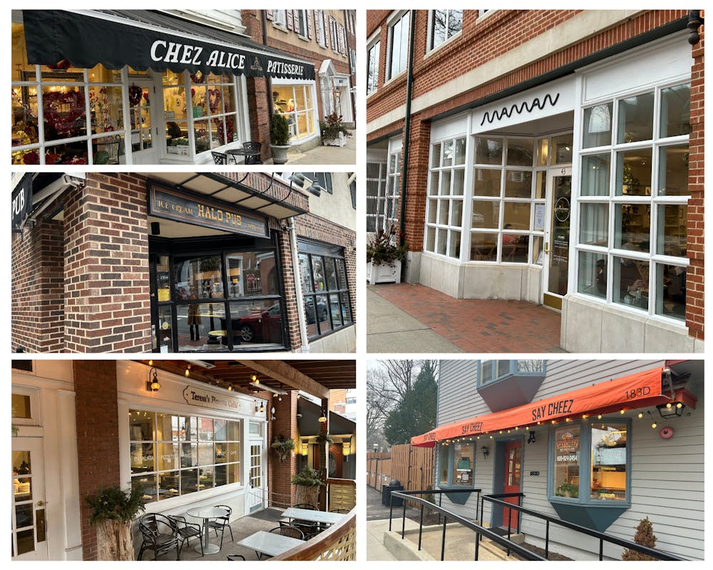 Collage of photos of front entrances of Maman, Teresa Caffe, Say Cheez Cafe, Chez Alice Patisserie, and Halo Pub.