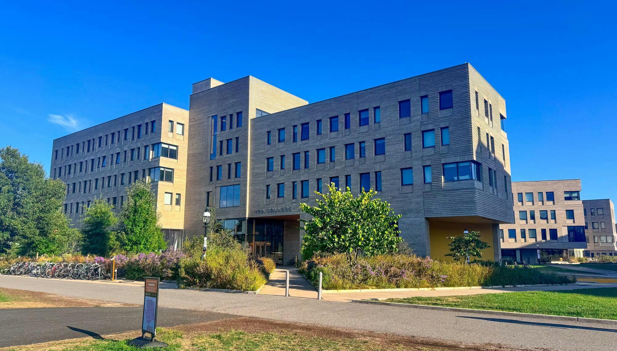 A picture of Hariri Hall, a part of Yeh College, during the daytime.
