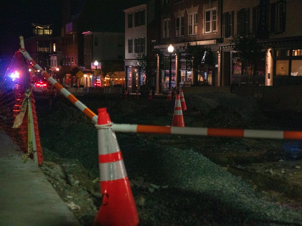 <h5>Construction continues on Witherspoon Street, with half the street blocked off.</h5>
<h6>Candace Do / The Daily Princetonian</h6>