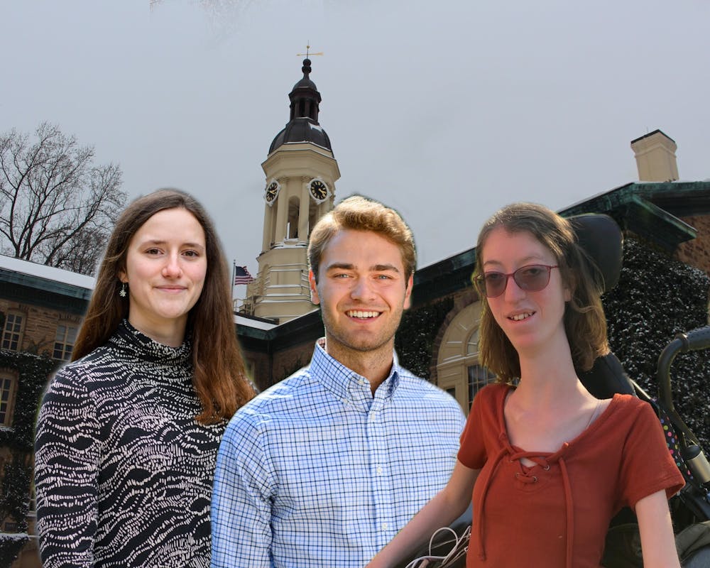 <h5>Claire Wayner ’22, Christian Potter ’22, and Naomi Hess ’22 (left to right), finalists for the Young Alumni Trustee election.</h5>
<h6>Candace Do / The Daily Princetonian</h6>
<h6>Photos courtesy of <strong>Claire Wayner ’22, Christian Potter ’22, Naomi Hess ’22, and Abby De Riel for The Daily Princetonian</strong></h6>