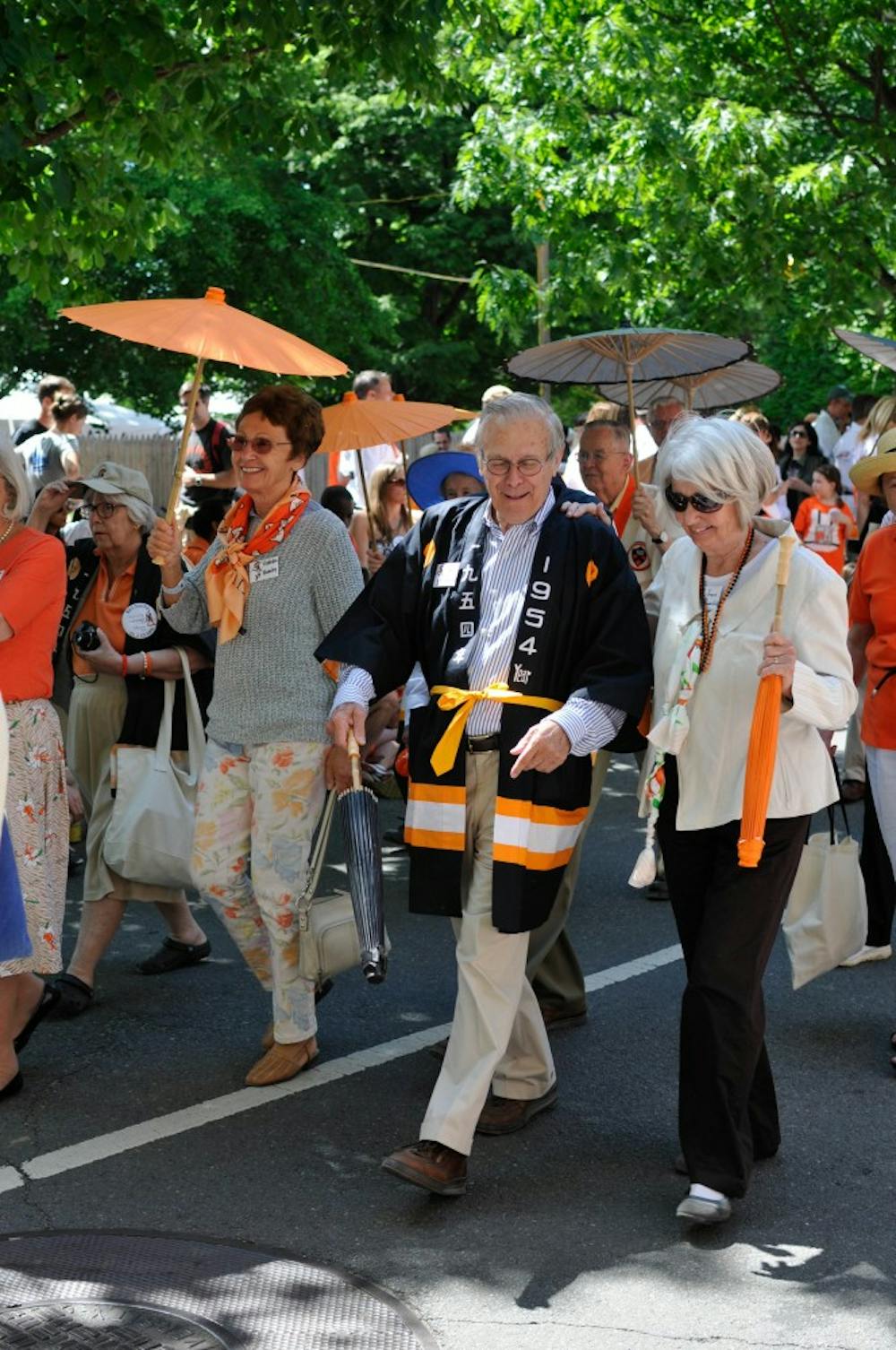 &nbsp;Donald Rumsfeld '54 marched in the P-rade for his 60th reunion in 2014.
Photo Credit: Ben Koger for The Daily Princetonian
