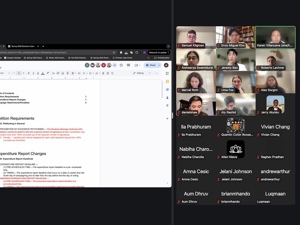 Screenshot of the Zoom meeting session, with the screen share showing a Google docs page.