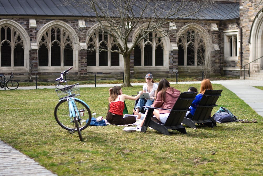 <h5>On the last day of winter, students all over campus decided to take a break from their rooms and step outside to work and play.</h5>
<h6>Angel Kuo / The Daily Princetonian</h6>