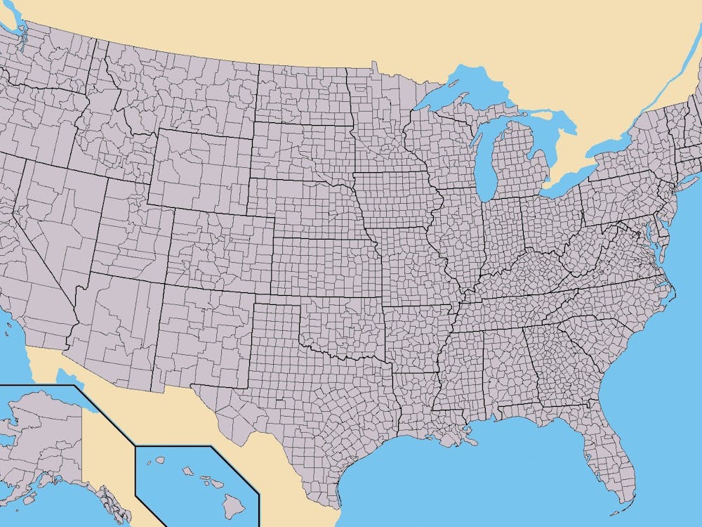 Map of USA with county outlines