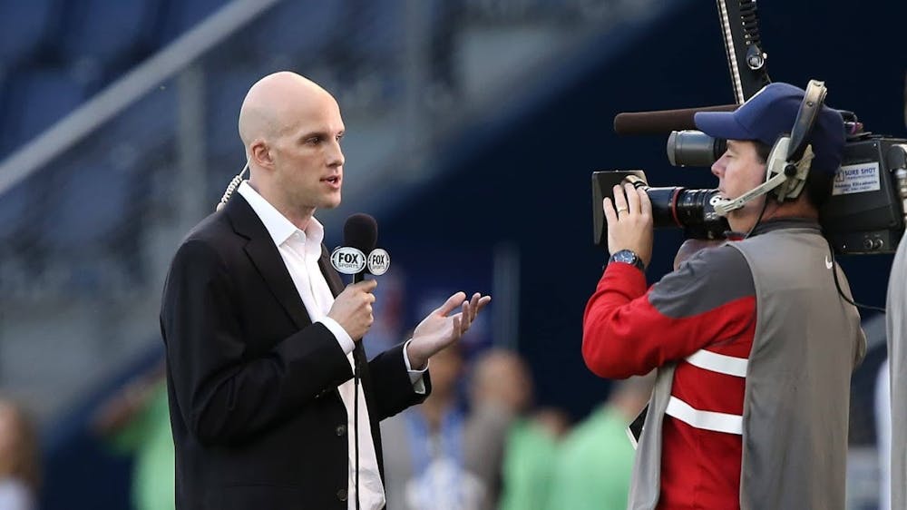 <h5>Wahl also took to the airwaves to cover the game as a correspondent for Fox Sports.</h5>
<h6>Courtesy of Stephanie Gounder.</h6>